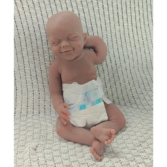 6.82lbs Full Body Platinum Silicone Reborn Baby Boy Doll 45cm Sleeping Newborn - Picture 4 of 16
